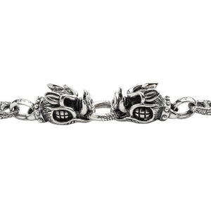 Bracelet tête de sanglier en argent sterling 925, détail de la paire de têtes de sanglier