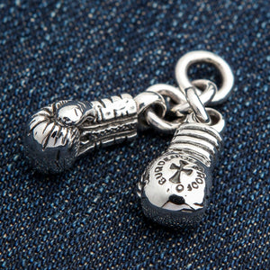 Boxing Gloves Sterling Silver Pendant, gloves angled denim