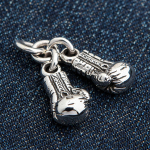 Boxing Gloves Sterling Silver Pendant, gloves back denim