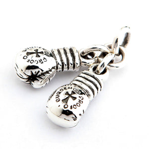 Boxing Gloves Sterling Silver Pendant, gloves diagonal