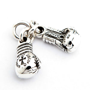 Boxing Gloves Sterling Silver Pendant, gloves side back