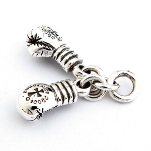 Boxing Gloves Sterling Silver Pendant, gloves splayed