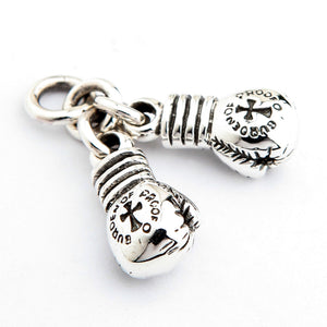 Boxing Gloves Sterling Silver Pendant, opposite gloves angle