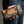 Brown Woven Leather Snakeskin Biker Wallet, held at the waist