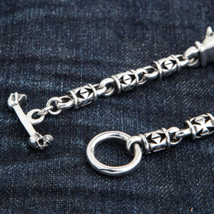 Bulldog Iron Cross Sterling Silver Bracelet, iron cross link detail