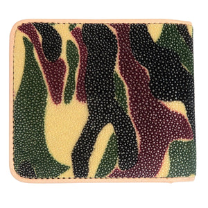 Camouflage Stingray Bifold with Tan Trim showing the camouflage pattern on the rear panel.