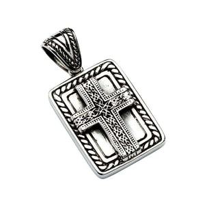 Ciondolo dog tag con croce celtica in argento sterling .925, angolazione della croce celtica