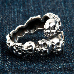 Clear CZ Star Skull Sterling Silver Ring, ring interior angle