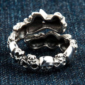 Clear CZ Star Skull Sterling Silver Ring, ring interior