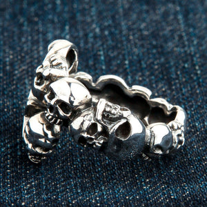 Clear CZ Star Skull Sterling Silver Ring, ring reverse angle