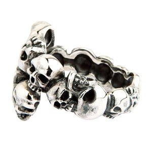 Clear CZ Star Skull Sterling Silver Ring, ring reverse
