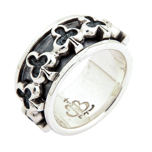 Club Suit Sterling Silver Spinner Ring, club band angle