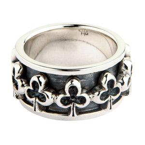 Club Suit Sterling Silver Spinner Ring, club band front