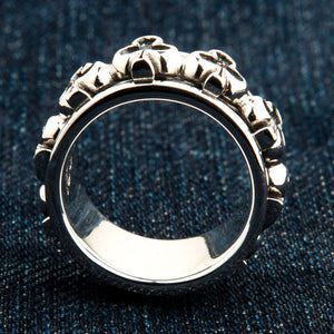 Club Suit Sterling Silver Spinner Ring, club band inside