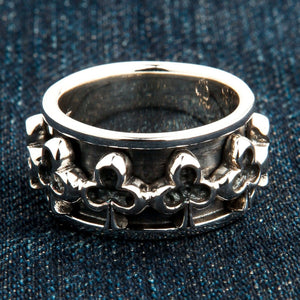 Club Suit Sterling Silver Spinner Ring, club band top