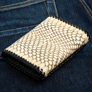 Cobra Skin Red Stingray Cross Biker Wallet, back angle
