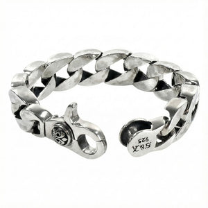 Crown Clasp Sterling Silver Cuban Bracelet, full bracelet