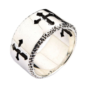 Cutout Cross Sterling Silver Band Ring, cross band side