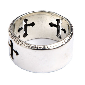 Cutout Cross Sterling Silver Band Ring, cross cutouts inside