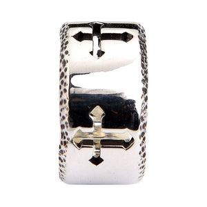 Cutout Cross Sterling Silver Band Ring, crosses and textured rims