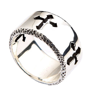 Cutout Cross Sterling Silver Band Ring, cutout cross band angle