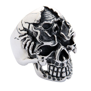 Anello Death Skull in argento sterling, vista frontale