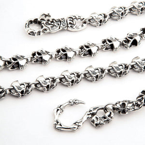 Teufelsschädel-Portemonnaiekette aus Sterlingsilber, Knochenhaken