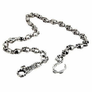 Teufelsschädel-Portemonnaiekette aus Sterlingsilber, Kette im Zickzack