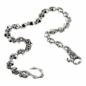 Teufelsschädel-Portemonnaiekette aus Sterlingsilber, geschwungene Kette