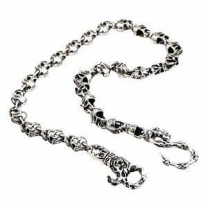 Teufelsschädel-Portemonnaiekette aus Sterlingsilber, gelegte Kette