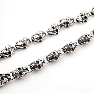 Teufelsschädel-Portemonnaiekette aus Sterlingsilber, zwei Stränge