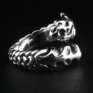 Dragon Armor Sterling Silver Gothic Ring, ring opposite side