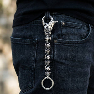 Dragon Claw Sterling Silver Keychain, worn on belt loop