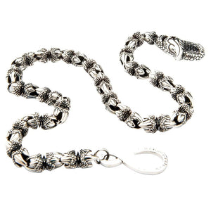 Dragon Claw Sterling Silver Wallet Chain, artistic chain arrangement