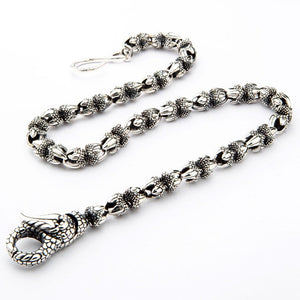 Dragon Claw Sterling Silver Wallet Chain, full chain link detail