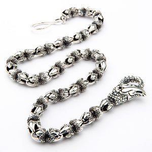 Dragon Claw Sterling Silver Wallet Chain, full chain white background