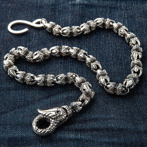 Dragon Claw Sterling Silver Wallet Chain, s hook clasp detail