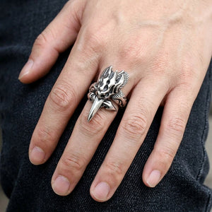 Dragon Armor Sterling Silver Gothic Ring, worn on the hand