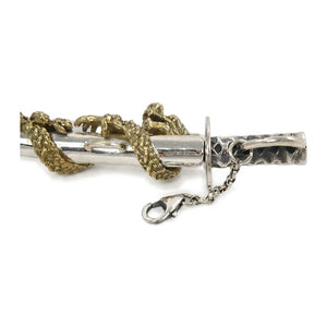 Colgante de espada katana con dragón en plata de ley .925, grabado de la hoja