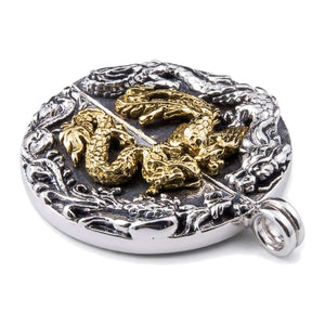 Dragon Phoenix Split Sterling Silver Pendant, assembled medallion lower profile