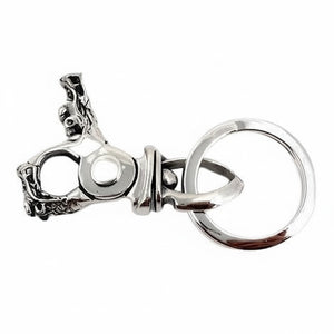Flame Dragon Sterling Silver Keychain, clip edge