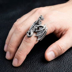 Knight Dragon Sterling Silver Ring