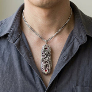Dragon Sterling Silver Multi-Tool Pendant worn on a 3 mm sterling silver chain