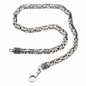 8mm Byzantine Sterling Silver Heavy Chain Necklace shown in extended chain loop view.