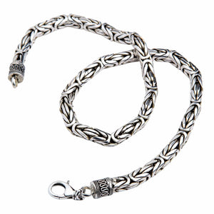 8mm Byzantine Sterling Silver Heavy Chain Necklace shown in heavy chain open loop view.