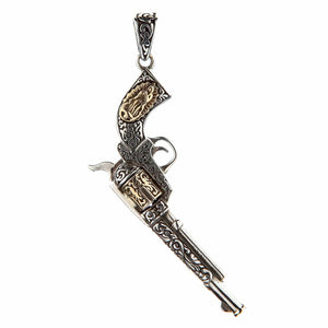 Graverat revolverhänge i 925 sterlingsilver, revolverhänge framifrån