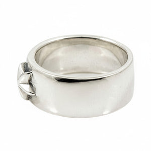Faceted Star Sterling Silver Band Ring. Smooth band profile.