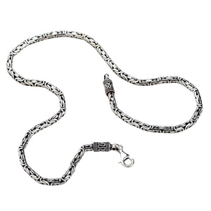 5mm Byzantine Sterling Silver Chain Necklace shown in oval byzantine loop view.