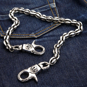 Geldbörsenkette aus 925 Sterlingsilber mit Flame-Blossom-Gliedern