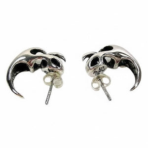 Flame Claw Sterling Silver Stud Earrings, earring side profile